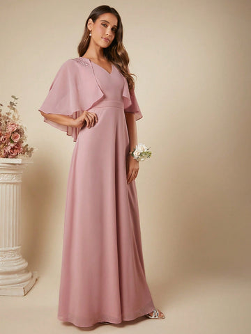 Belle Cloak Sleeve Maxi Bridesmaid Dress
