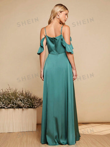 Cold Shoulder Split Thigh Bridesmaid Dress
