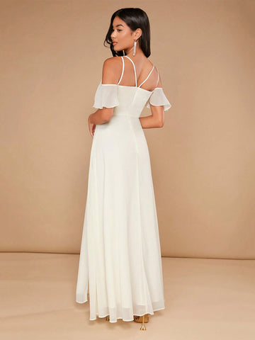 Cold Shoulder Split Thigh Bridesmaid Dress