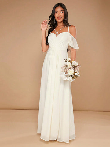 Cold Shoulder Split Thigh Bridesmaid Dress