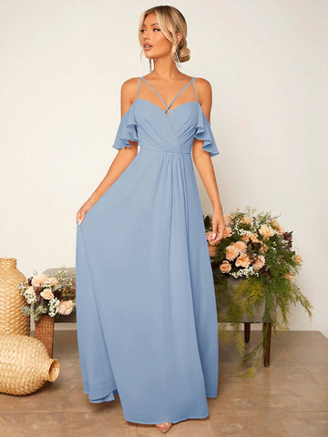 Cold Shoulder Split Thigh Bridesmaid Dress