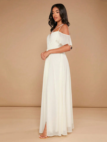 Cold Shoulder Split Thigh Bridesmaid Dress