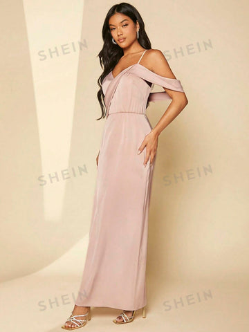 Cold Shoulder Split Thigh Bridesmaid Dress