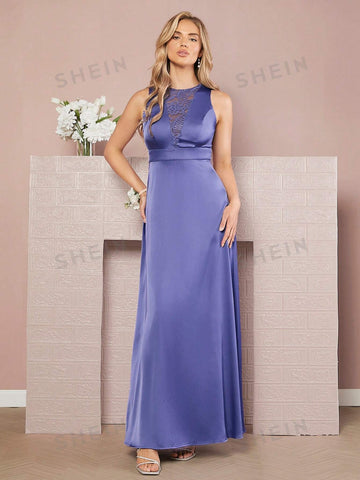 Contrast Lace Bridesmaid Dress