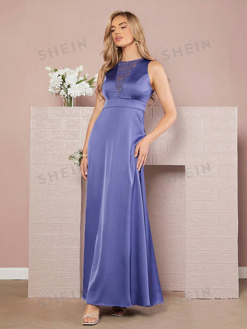 Contrast Lace Bridesmaid Dress