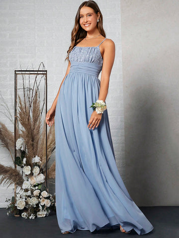 Belle Contrast Lace Ruched Cami Bridesmaid Dress