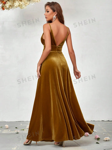 Contrast Mesh Velvet Cami Dress