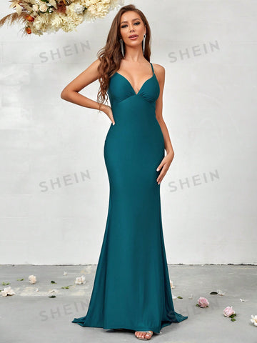 Crisscross Backless Mermaid Hem Bridesmaid Dress