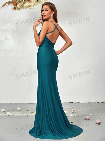 Crisscross Backless Mermaid Hem Bridesmaid Dress