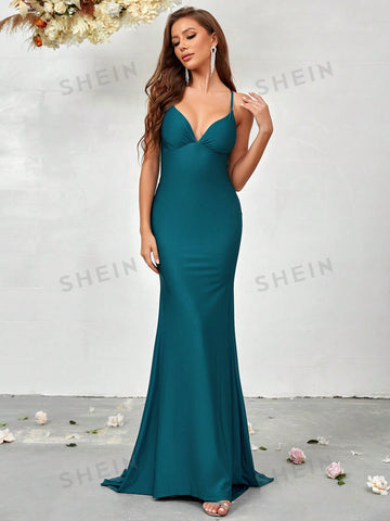 Crisscross Backless Mermaid Hem Bridesmaid Dress