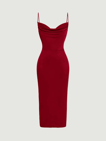 Draped Front Split Back Cami Bridesmaid Dress