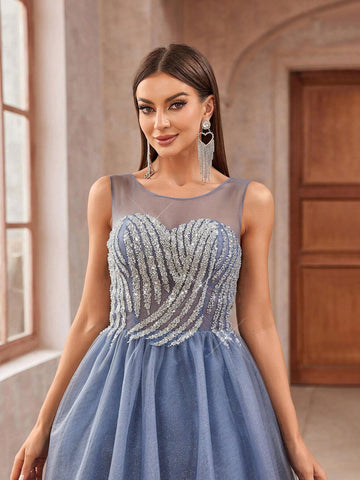 Elegant And Cute Light Luxury Women Fashionable Tube Top Style Dress  Suitable For Music Festivals, Graduation Season, Back-To-School Season, Dances, Afternoon Tea, Dating, Parties, Cocktail Parties And Other Formal Occasions
