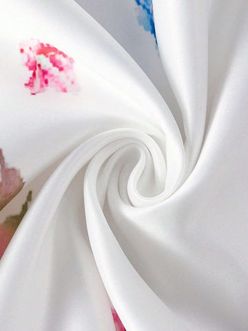 Elegant And Minimalist White Multi-Color Glossy Satin Digital Printing,Suitable For Dating, Single Party, Holiday Season, Graduation Ceremony, Wedding, Activity-Filled Events, And Heavy Parties.