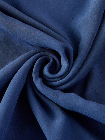 Elegant And Romantic Dark Gray-Blue High-Density Messy Linen Fabric Round Neck Sleeveless Back Beautiful Back Strap Bow Stitching Swing Neck A-Line Hem Suitable For Wedding Events Formal Bridesmaid Dress