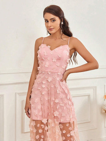 Elegant And Romantic Pink Suspender Skirt Semi-See-Through Small Mother's Day, Music Festival, Ramadan Holiday Banquet Dress Adult Elegant Bridesmaid Dress