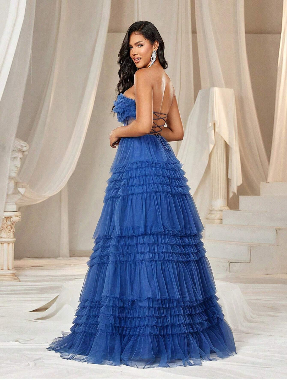 Elegant Atmosphere Romantic Bustier Three-Dimensional Flowers Ruffles Waist Mesh  Bachelorette Bash Party Graduation Party To Attend A Wedding Event Heavy Duty Dinner Dance Dresses