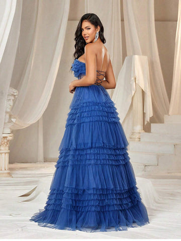 Elegant Atmosphere Romantic Bustier Three-Dimensional Flowers Ruffles Waist Mesh  Bachelorette Bash Party Graduation Party To Attend A Wedding Event Heavy Duty Dinner Dance Dresses