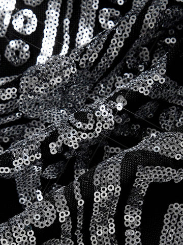 Elegant Black Satin Splicing Gorgeous Positioning Beads One-Shoulder Bow Rhinestone Button Bust Cup High Waist Thin Oversized  Fluttering Piece Bachelorette Party Graduation Season Wedding Event Heavy Court Style Dinner Dance Dresses