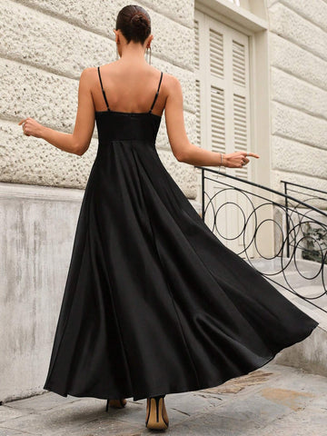 Elegant Bridesmaid Dress With 3d Flower Decorated Spaghetti Straps