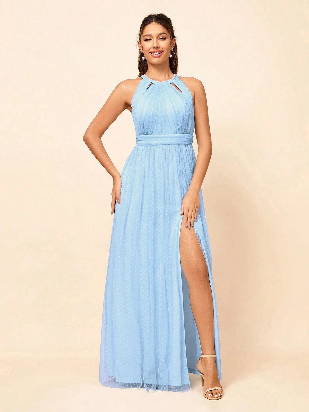 Elegant, Gorgeous And Romantic, Blue Front Neckline, Bead Strip Decoration Design,Suitable For Country Music Festivals, Easter Parties, Weddings Holiday Dresses, Bridesmaid Dresses