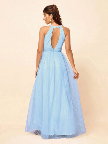 Elegant, Gorgeous And Romantic, Blue Front Neckline, Bead Strip Decoration Design,Suitable For Country Music Festivals, Easter Parties, Weddings Holiday Dresses, Bridesmaid Dresses