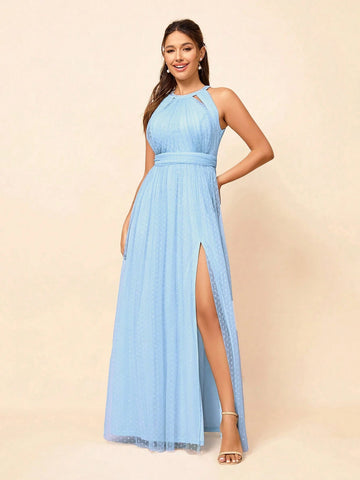 Elegant, Gorgeous And Romantic, Blue Front Neckline, Bead Strip Decoration Design,Suitable For Country Music Festivals, Easter Parties, Weddings Holiday Dresses, Bridesmaid Dresses