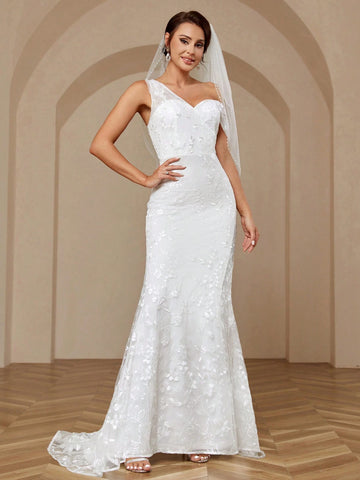 Elegant, Gorgeous And Romantic High-Waisted  Embroidered Lace Details See-Through Inserts Sexy High-Slit Mermaid Tail Skirt Suitable For Parties, Weddings, Festivals, Ramadan Lawn Dresses, Large Floor-Length Wedding Dresses