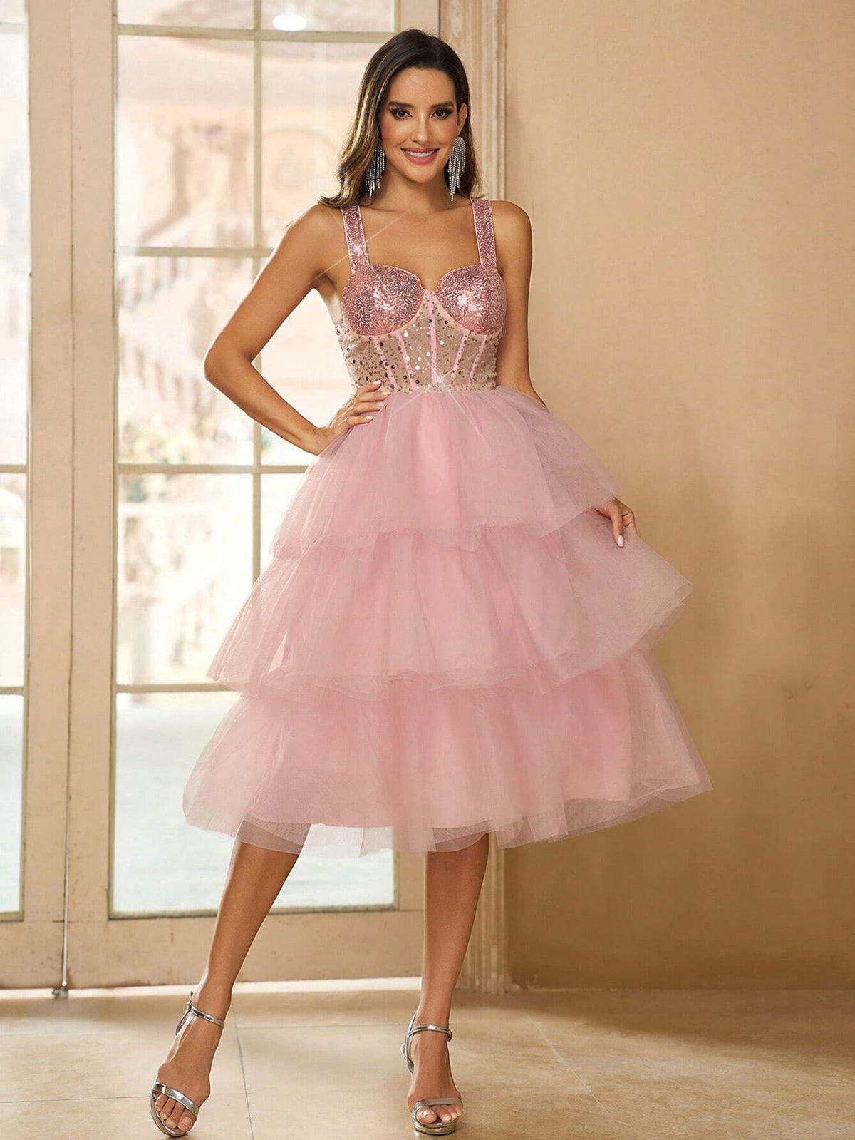 Elegant, Gorgeous, Exquisite, Cute And Charming, Fashionable And Popular Women's  Big Swing Fluffy Princess Style Mid-Length Dress ,  Graduation, Homecoming Party, Tea Party, Date, Cocktail Party