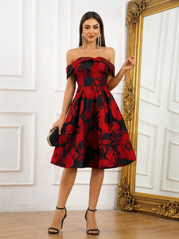 Elegant, Gorgeous, Grand, Retro, Exquisite, Fashionable, Popular, Women, High Waist, A-Line Umbrella Skirt, Large Hem, Knee-Length Dress , Suitable For Festivals, Graduations, Homecomings, Proms, Afternoon Tea, Dates, Parties, Cocktail Parties