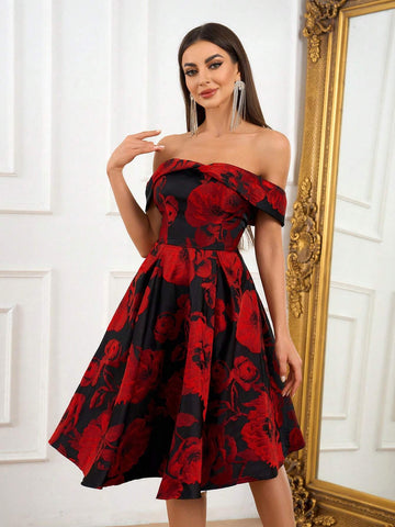 Elegant, Gorgeous, Grand, Retro, Exquisite, Fashionable, Popular, Women, High Waist, A-Line Umbrella Skirt, Large Hem, Knee-Length Dress , Suitable For Festivals, Graduations, Homecomings, Proms, Afternoon Tea, Dates, Parties, Cocktail Parties