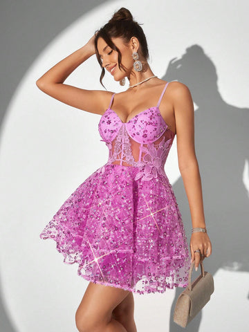 Elegant, Gorgeous, Romantic, Cute, Exquisite And Charming, Fashionable Woman,  Wedding Guest, Bachelorette Party, Back-To-School Season, Graduation Dance Afternoon Tea Date Party Cocktail Dress