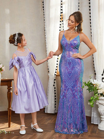 Elegant, Gorgeous, Sexy, Charming, Exquisite And Fashionable Woman,  Back Strap Design, Backless Glitter, Homecoming, Graduation Season, Prom, Formal Party, Parent-Child Dress