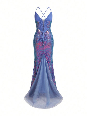 Elegant, Gorgeous, Sexy, Charming, Exquisite And Fashionable Woman,  Back Strap Design, Backless Glitter, Homecoming, Graduation Season, Prom, Formal Party, Parent-Child Dress