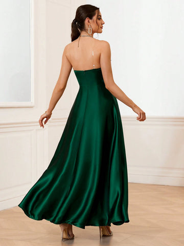 Elegant Hollow Out Satin Bridesmaid Dress