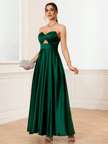 Elegant Hollow Out Satin Bridesmaid Dress