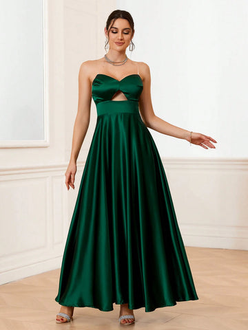 Elegant Hollow Out Satin Bridesmaid Dress