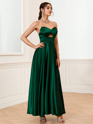 Elegant Hollow Out Satin Bridesmaid Dress