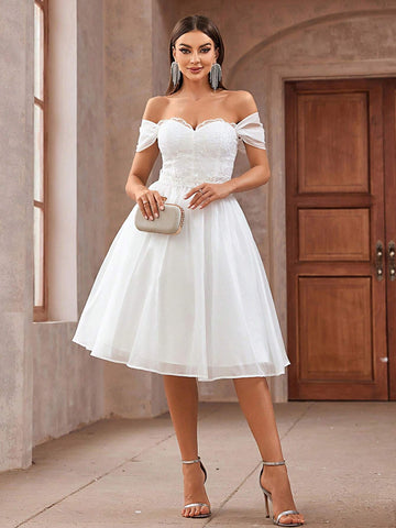 Elegant, Romantic, Gorgeous, Exquisite, Charming And Atmospheric,Big Swing Fluffy Princess Style Mid-Length Style Is Very Suitable For The Calf Graduation Balls, Cocktail Parties, Bridal Showers