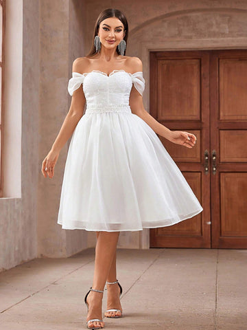 Elegant, Romantic, Gorgeous, Exquisite, Charming And Atmospheric,Big Swing Fluffy Princess Style Mid-Length Style Is Very Suitable For The Calf Graduation Balls, Cocktail Parties, Bridal Showers