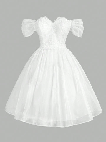 Elegant, Romantic, Gorgeous, Exquisite, Charming And Atmospheric,Big Swing Fluffy Princess Style Mid-Length Style Is Very Suitable For The Calf Graduation Balls, Cocktail Parties, Bridal Showers