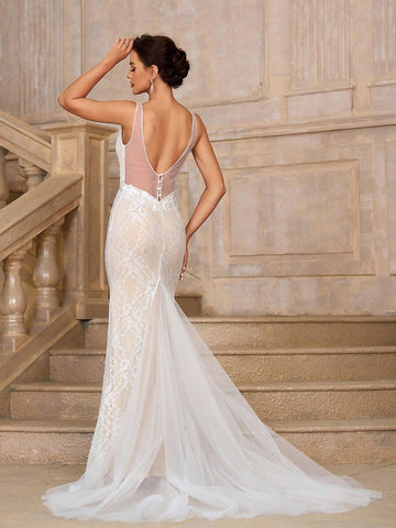 Elegant, Romantic, Retro, Cute, Charming, Fashionable And Popular Woman, High Waist, Tight-Fitting Vacation Travel Wedding, Bohemian Style, Seaside Wedding, Outdoor Wedding Lawn Wedding Formal Wedding Bride Wedding Dress