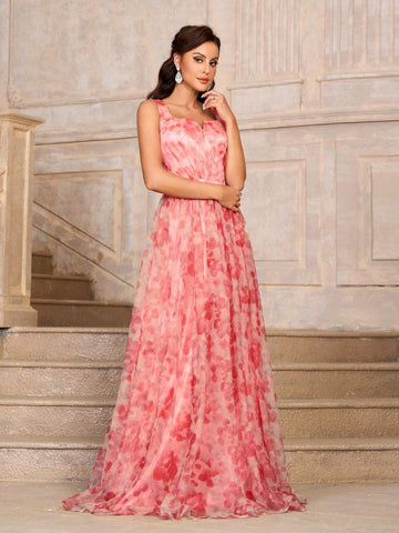 Elegant, Romantic, Retro, Sweet, Cute, Gorgeous, Dignified And Charming, Gathered Breast Shape To Prevent Exposure Vacation Travel Party Wedding Guest Bachelorette Party Mother Eid Ul Fitr Dress Homecoming Season Prom Formal Dinner Dress