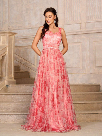 Elegant, Romantic, Retro, Sweet, Cute, Gorgeous, Dignified And Charming, Gathered Breast Shape To Prevent Exposure Vacation Travel Party Wedding Guest Bachelorette Party Mother Eid Ul Fitr Dress Homecoming Season Prom Formal Dinner Dress