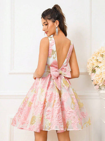 Elegant, Romantic, Retro, Sweet, Cute, Sexy, Gorgeous And Charming,V-Neck, Backless, Prom Afternoon Tea Date Parent-Child Outfit Parent-Child Dress Cocktail Party Dress