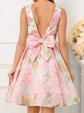 Elegant, Romantic, Retro, Sweet, Cute, Sexy, Gorgeous And Charming,V-Neck, Backless, Prom Afternoon Tea Date Parent-Child Outfit Parent-Child Dress Cocktail Party Dress