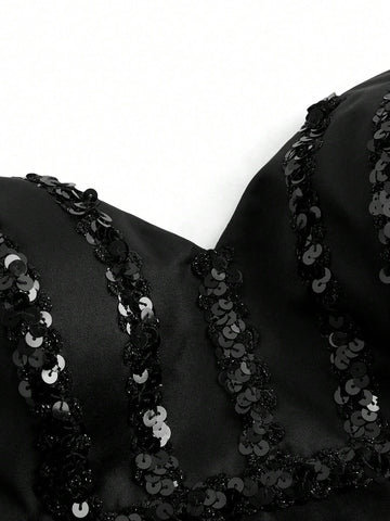 Elegant, Romantic, Sweet And Cute, Fashionable Woman, Classic Black Tube Vacation Travel Party, Wedding Guest, Bachelorette Party, Back To School Season, Cocktail Party Dress