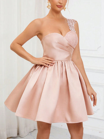 Elegant, Romantic, Sweet, Cute And Charming. Lotus Pink Glossy Satin Bandeau Style Guest Bachelorette Party Small Dress Back To School Season Graduation Season Prom Tea Date Cocktail Dresses