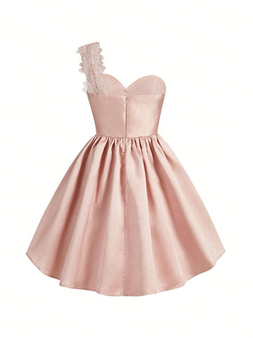 Elegant, Romantic, Sweet, Cute And Charming. Lotus Pink Glossy Satin Bandeau Style Guest Bachelorette Party Small Dress Back To School Season Graduation Season Prom Tea Date Cocktail Dresses