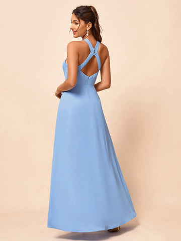 Elegant, Soft, Elegant, Delicate, Romantic And Fashionable Women's Cross-Neck Bohemian Style Outdoor Wedding Lawn Wedding Seaside Wedding Formal Wedding Bridesmaid Dress