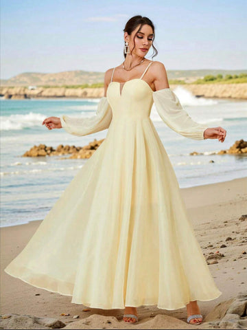 Elegant & Romantic Off-Shoulder V-Neck Bridesmaid Dress